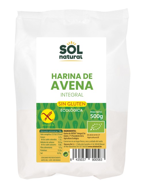 Naturgreen - NATURGREEN HARINA DE AVENA INTEGRAL BIO SIN GLUTEN 500 GRS.